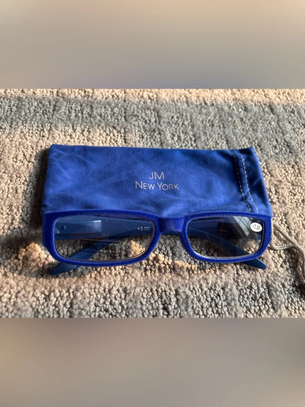 JM New York Royal Blue Reading Glasses with Pouch